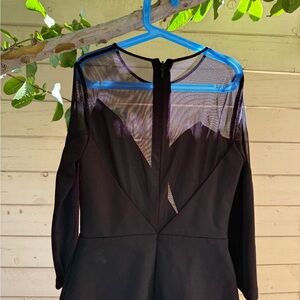 BCBGMaxazria Elegant Black Mesh Panel Dress